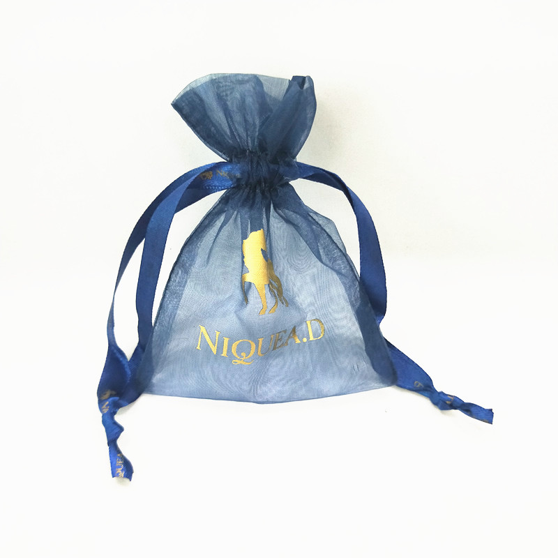 SGS56 Borse regalo personalizzate personalizzate in organza con coulisse trasparente per gioielli con olio di profumo