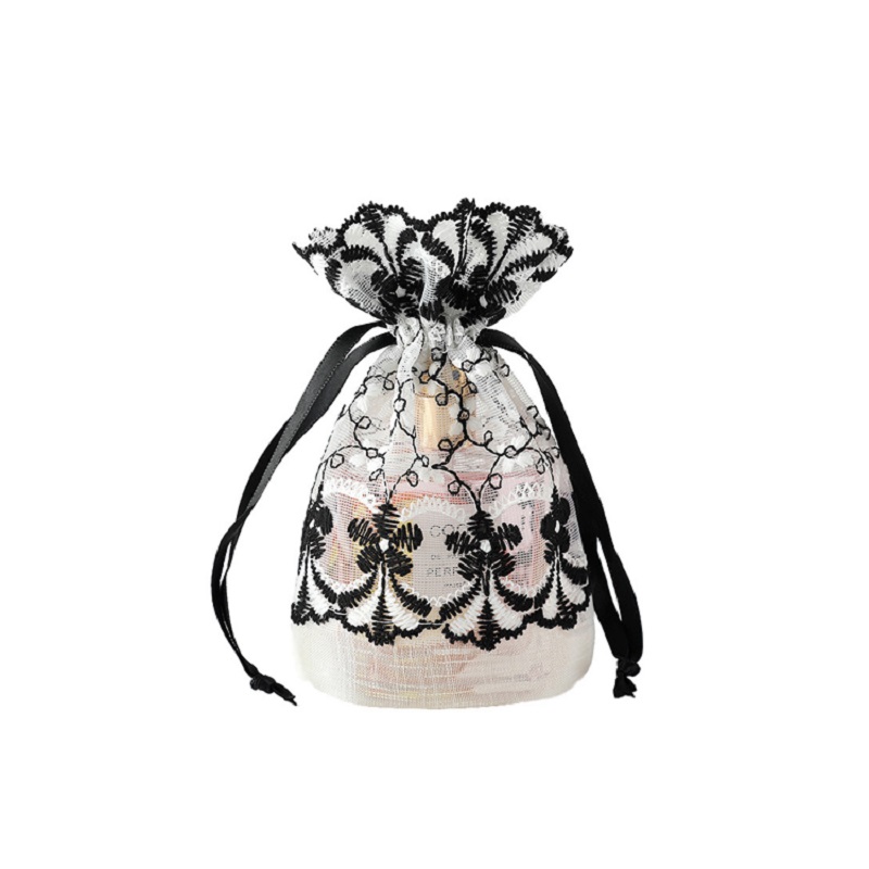 SGS59 Sacchetti regalo in organza natalizia Stampato personalizzato Zucchero per matrimoni Borsa per imballaggio Borse a rete con coulisse all'ingrosso