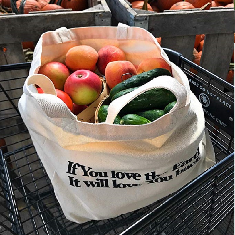 SG64 Heavy Duty Organic Fruit Shopping Bag Cotton Canvas Tote Bag con logo stampato personalizzato