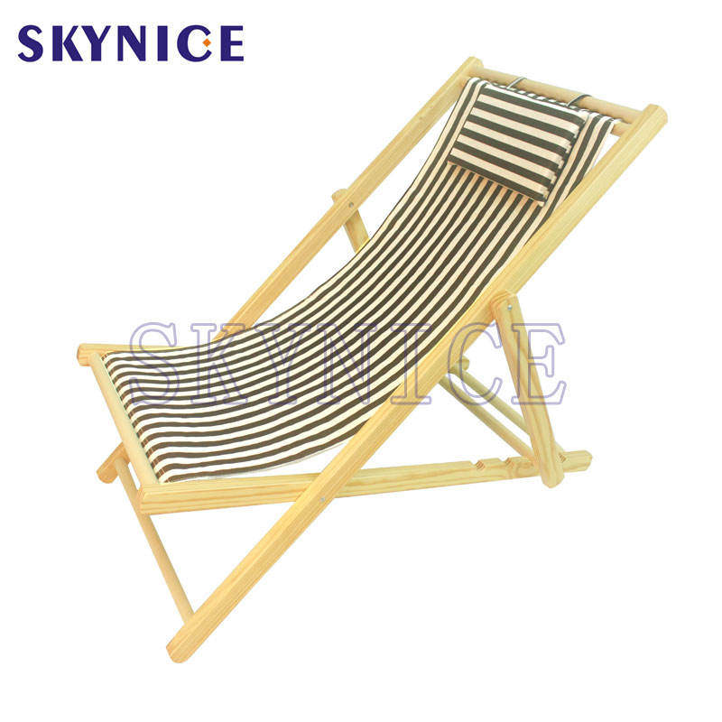 Sedia a sdraio pieghevole in legno massello portatile pieghevole