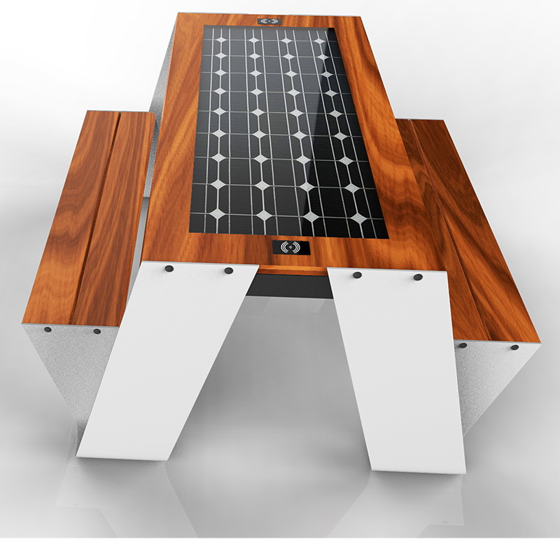 Ricarica per telefono a energia solare e tavolo da picnic in legno intelligente gratuito WiFi