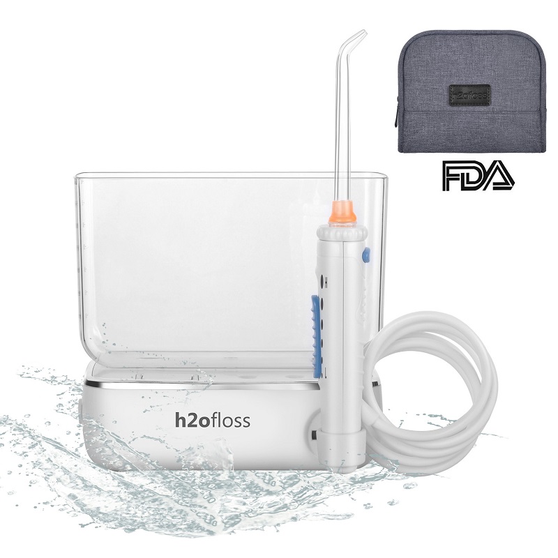 H2ofloss® Travel Water Flosser Irrigatore orale ricaricabile e cordless per la pulizia dei denti con serbatoio dell'acqua da 400 ml (HF-3)