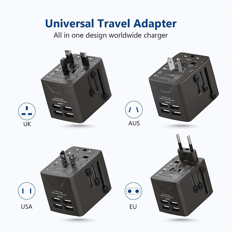 RRTRAVEL Power Plug Adapter - International Travel - 4 Ports USB per 150+ Paesi - 220 Volt Adapter - Travel Adapter Tipo C Tipo A tipo G I f UK EU Europe European (4 USB Adattatore)