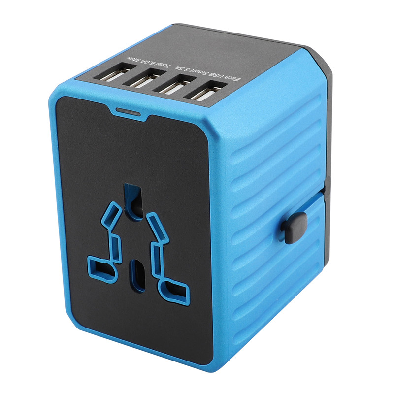 RRTRAVEL Universal Travel Adapter, International Power Adapter, Worldwide Plug Adaptor con 4 USB Ports, High Speed 4.5A Wall Charger, All in One AC Socket for USA AUS Europe Cell Phone Laptop