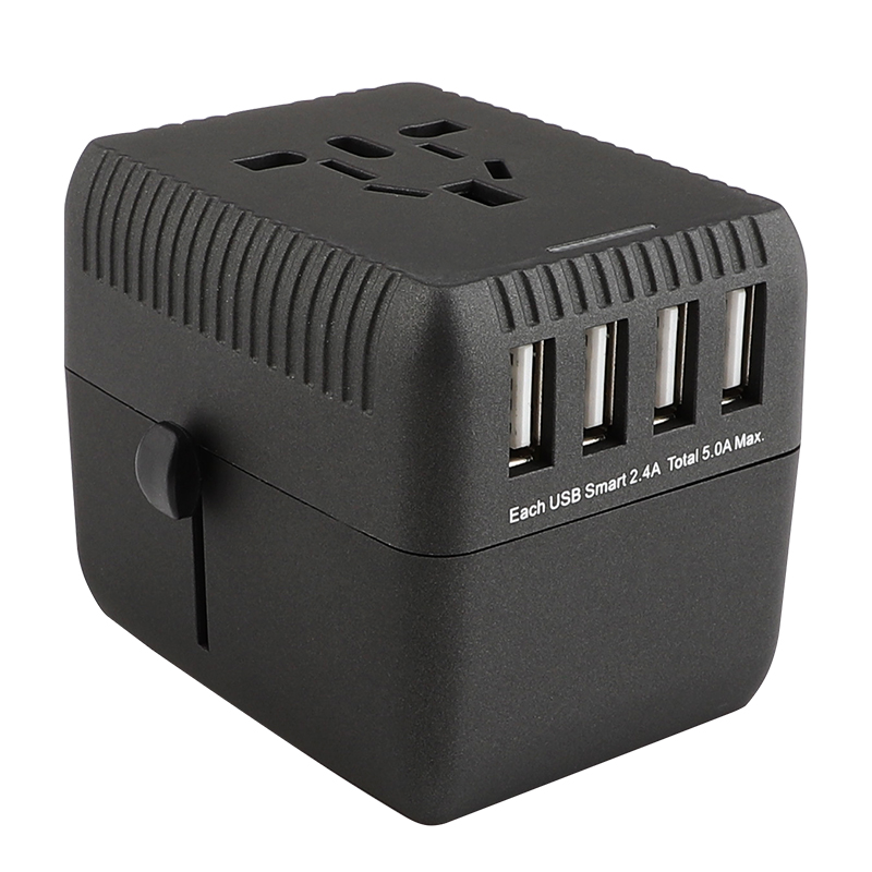 RRTRAVEL Universal Travel Adapter, International Power Adapter, Worldwide Plug Adaptor con 4 USB Ports, High Speed 5A Wall Charger, All in One AC Socket for USA UK AUS Europe Cell Phone Laptop