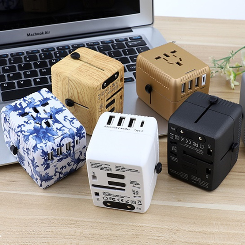 RRTRAVEL Universal Travel Adapter, International Power Adapter, Worldwide Plug Adaptor con 4 USB Ports, High Speed 5A Wall Charger, All in One AC Socket for USA UK AUS Europe Cell Phone Laptop