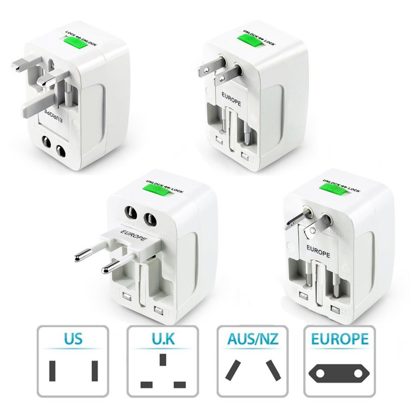 Adattatore di alimentazione da viaggio in tutto il mondo, adattatore da viaggio universale Adattatore per spina di alimentazione CA per USA EU UK AUS Cell Phone Laptop Covers 150+ Paesi