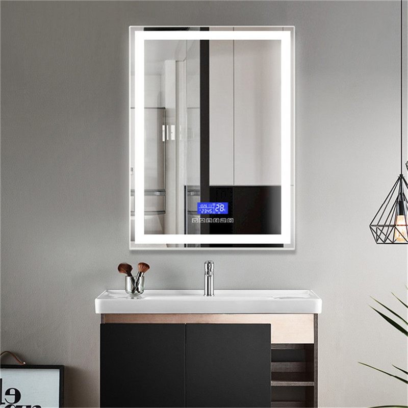 Vertical Wall Mounted LED Specchio Smart con Bluetooth Speaker Clock Temperature Function
