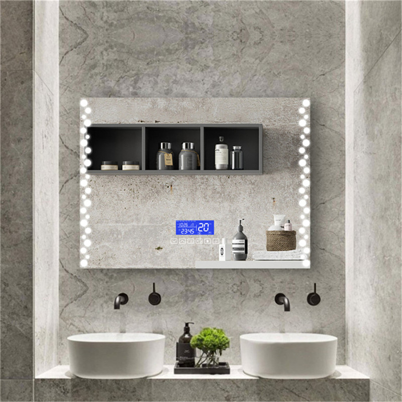 Fogless Touch Sensor Switch Three Color Lights led Backlit Mirror with Bluetooth/Digital Clock/Defogger