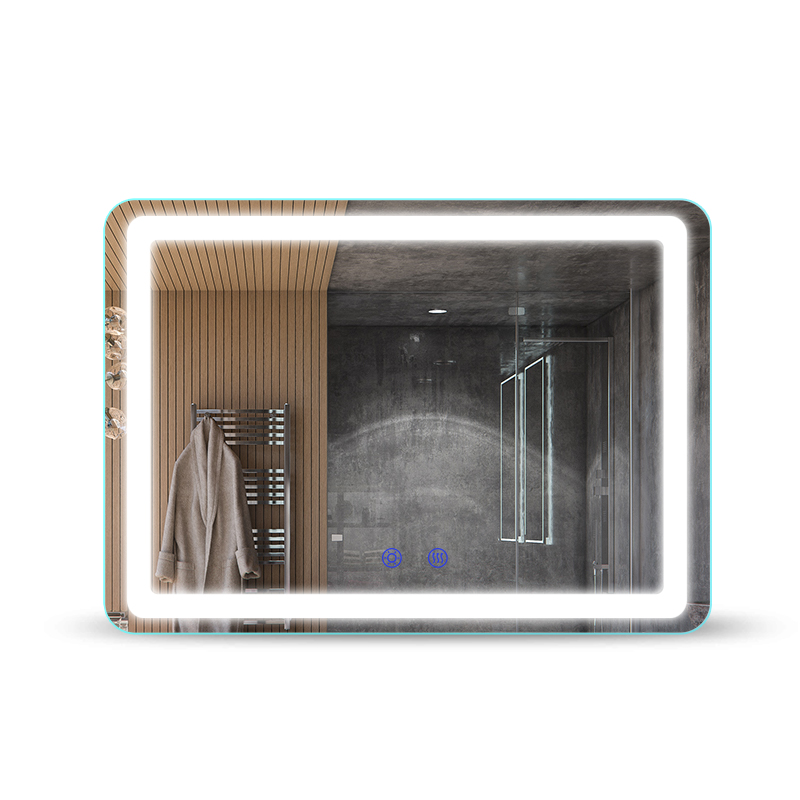 Specchi da bagno a LED a tutta lunghezza con cornice nera intorno allo specchio luminoso per il trucco