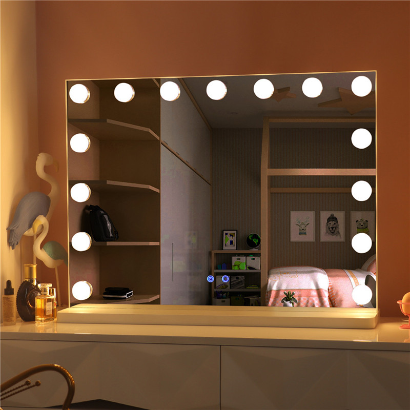 Il grande specchio di vanità di trucco da tavolino di Hollywood con le lampadine ha condotto lo specchio di condimento illuminato principale di trucco