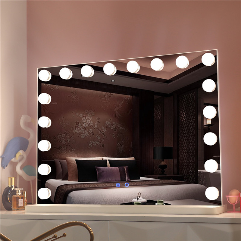 Specchio di Hollywood illuminato da trucco per trucco da tavolo illuminato con lampadine 18 pezzi per ragazza cosmetica