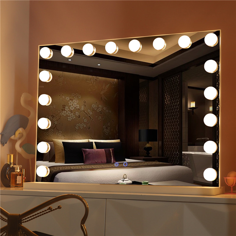 Specchio di Hollywood illuminato da trucco per trucco da tavolo illuminato con lampadine 18 pezzi per ragazza cosmetica