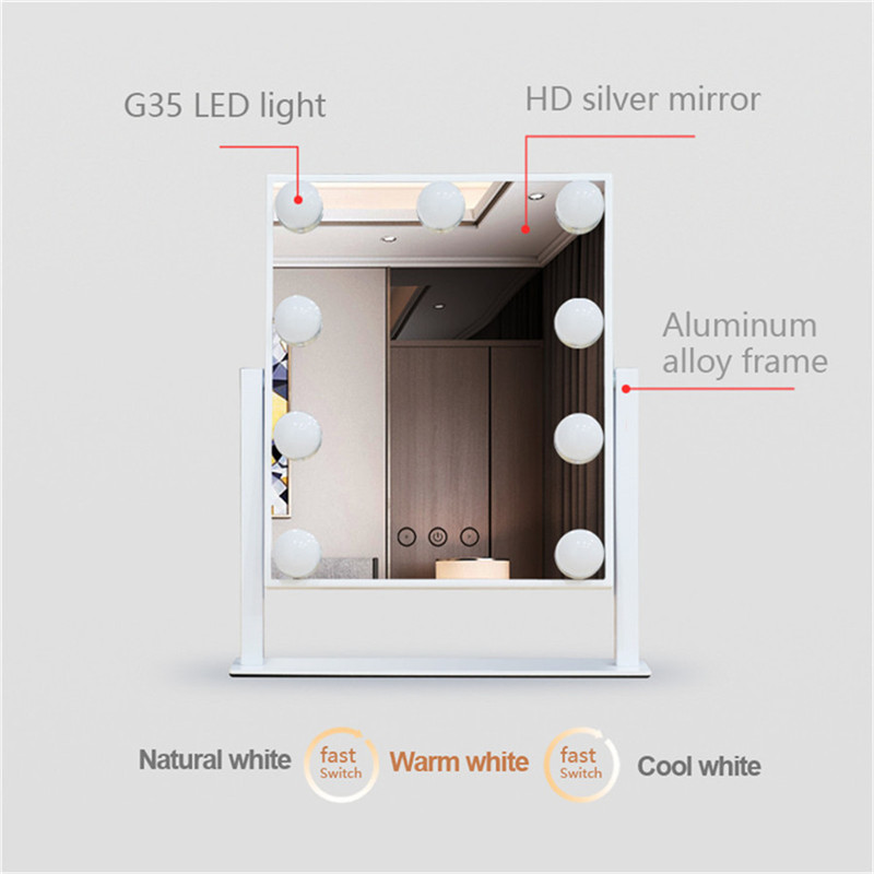 Touch Control Dimmable Brightness 360 Rotazione Vanity Makeup Hollywood Mirror con 12 LED Bulbs