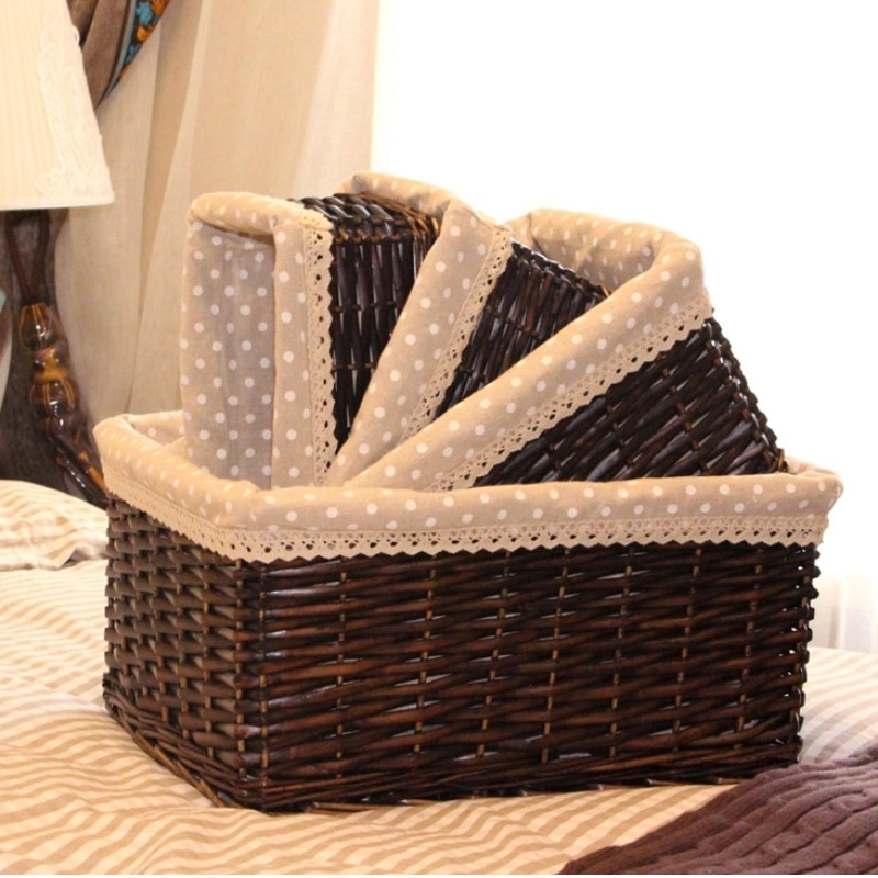 Set di 3 cestini di vimini