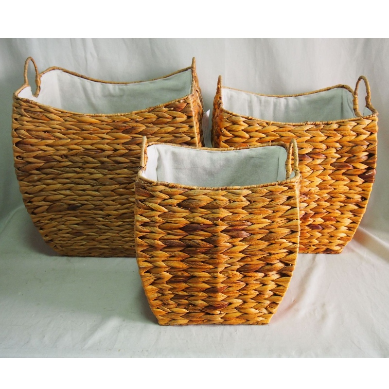 Set di 3 Laundry Water Hyacinth Basket