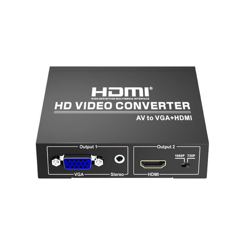 Convertitore da AV a VGA + HDMI Up Scaler 720P / 1080P