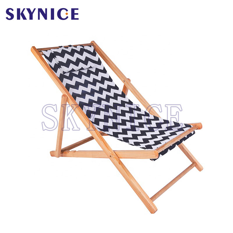 Sedia pieghevole regolabile Sedia a sedere Wood Beach Chair