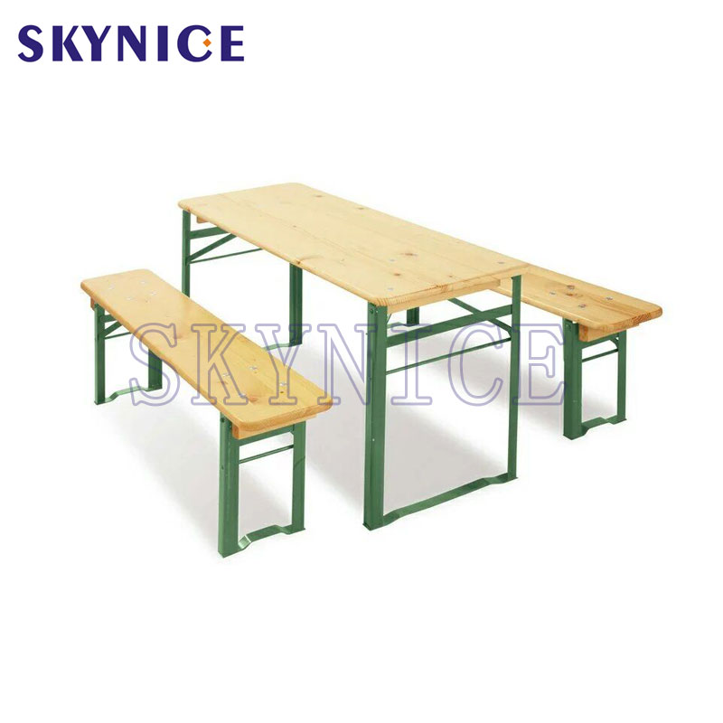 Tavolo Pittico pieghevole in legno con panche