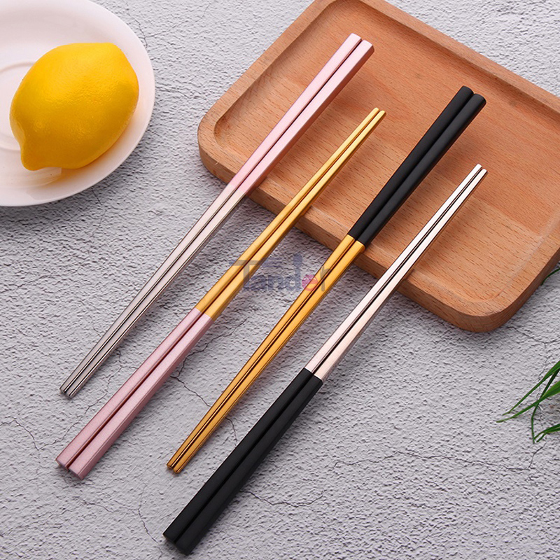 Coreano Colore personalizzato Metal SUS 304 Acciaio Stainless Metal Titanium Chopsticks con logo personalizzato