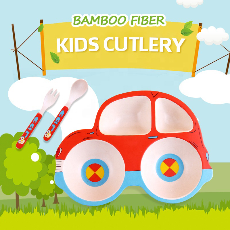 posate per bambini eco friendly forchetta cucchiaio cucchiaio bambini stoviglie in fibra di bambù