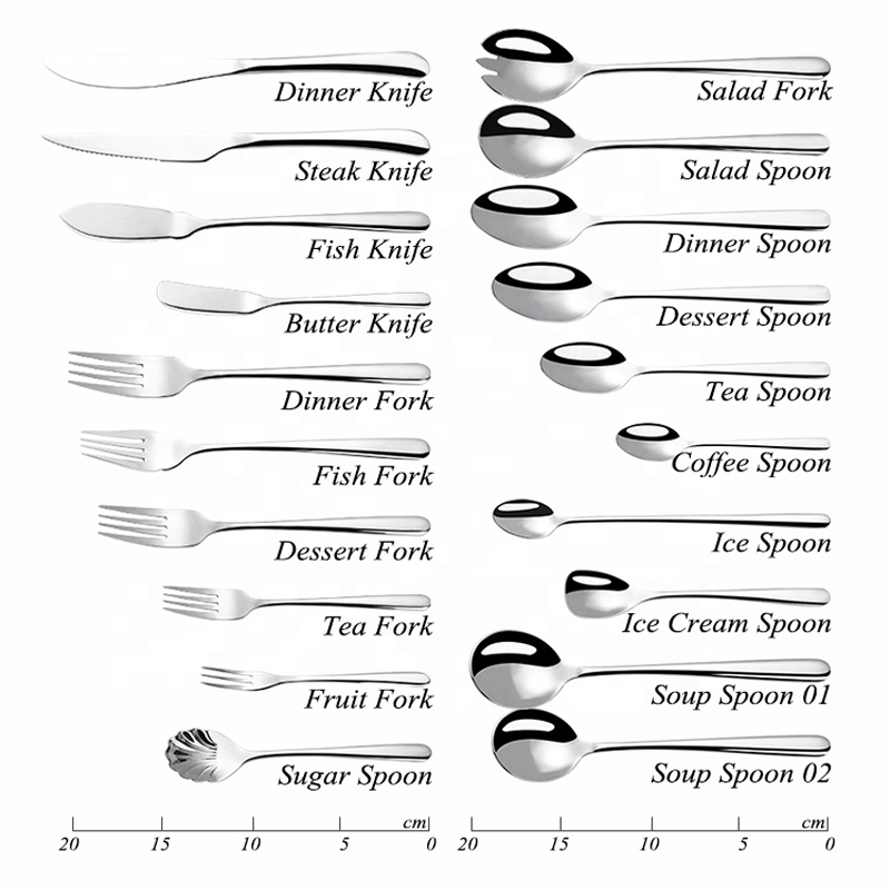 Commercio all'ingrosso Silver Silverware 18/8 Golden Western Custom Logo Flatware Stainless Steel Metal Hotel Ristorante Cutlery Set