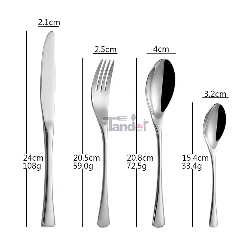 Commercio all'ingrosso Silver Silverware 18/8 Golden Western Custom Logo Flatware Stainless Steel Metal Hotel Ristorante Cutlery Set