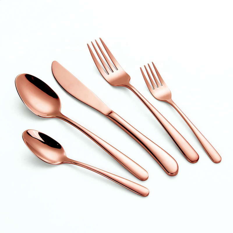 elegante design inox piatti set in stock acciaio inossidabile coltelleria in oro rosa