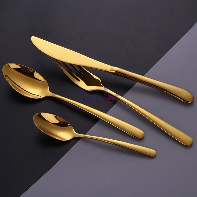 Design elegante Tander 20 pezzo 4 persona posate in oro set di piatti in acciaio inossidabile