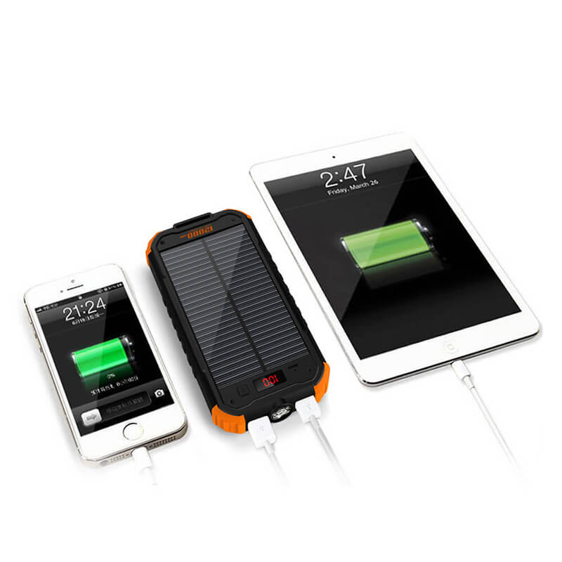 12000mAh Led Flashlight Solar Power Bank con LCD Digital Display