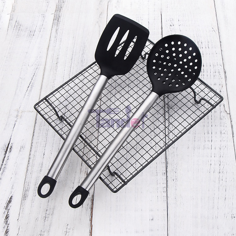 Maniche in acciaio inossidabile Strumento di cottura BPA Senza silicone non tossico Turner Tongs Spatula Cucina Gadgets Utensil Set