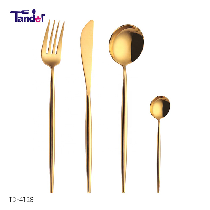 Set di posate in oro 18/8 in acciaio inossidabile 18/8 LFGB disponibile a specchio alto