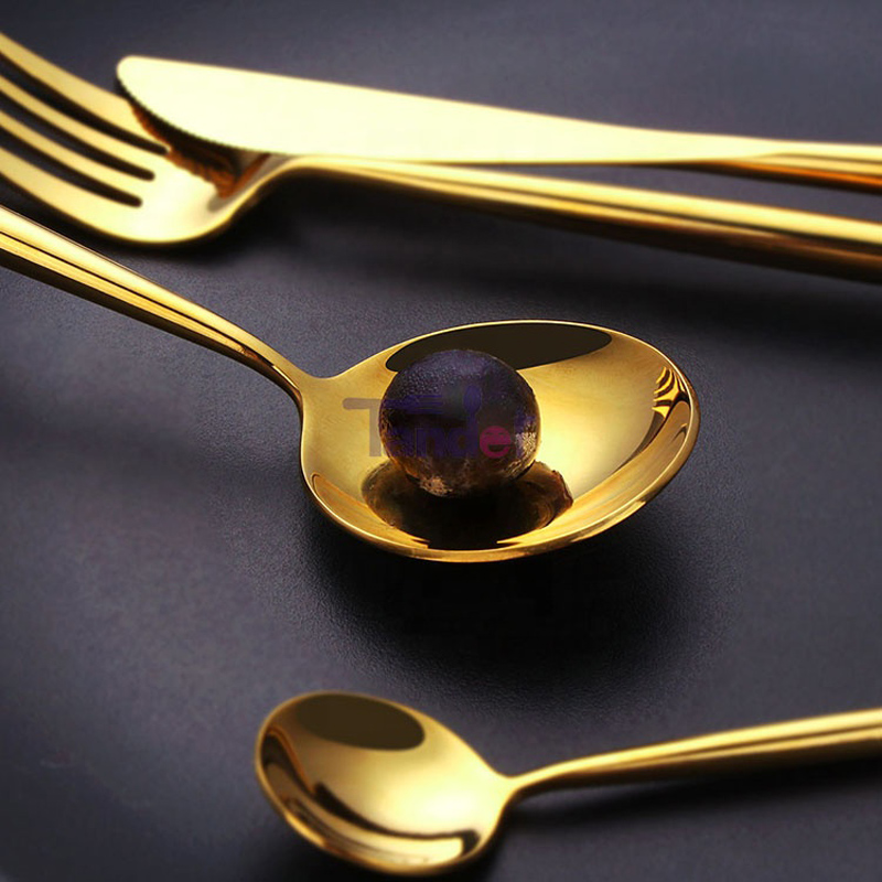 Set di posate in oro 18/8 in acciaio inossidabile 18/8 LFGB disponibile a specchio alto