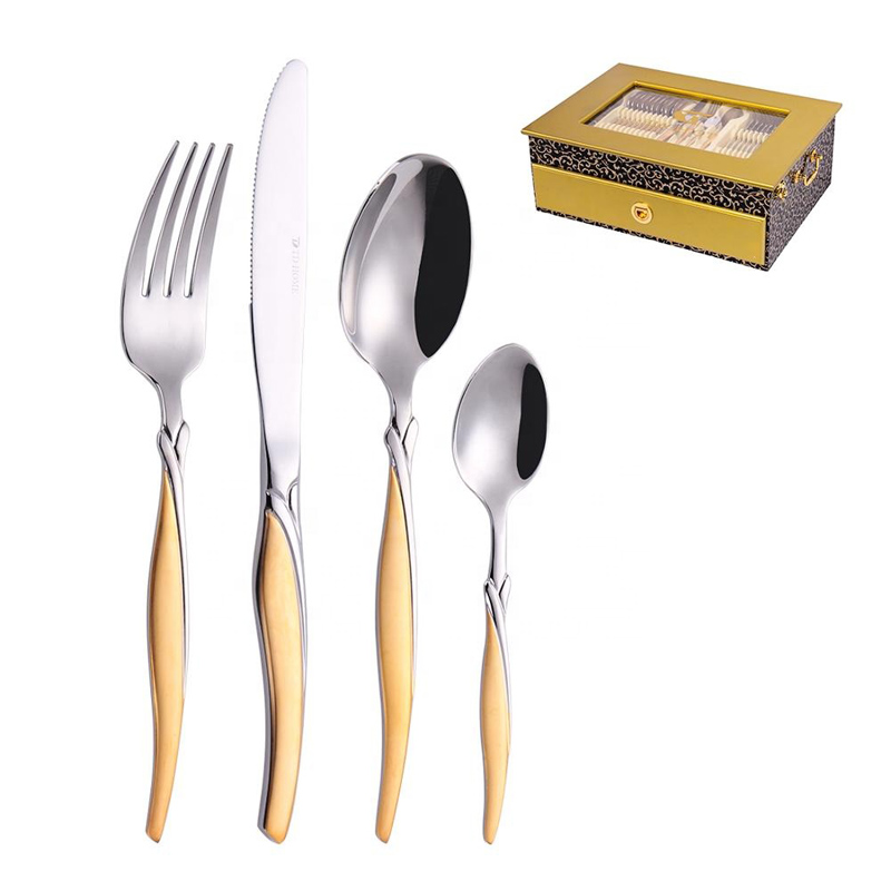 72/84/86 Posate in acciaio inossidabile Gottinghen Set di posate in oro 86 pezzi con custodia in legno