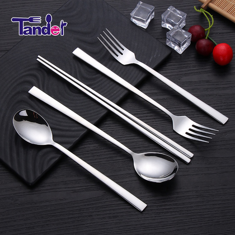 Articoli per la casa Set di posate sottili in acciaio 18/10 stile coreano Fstainless, set di posate coreano