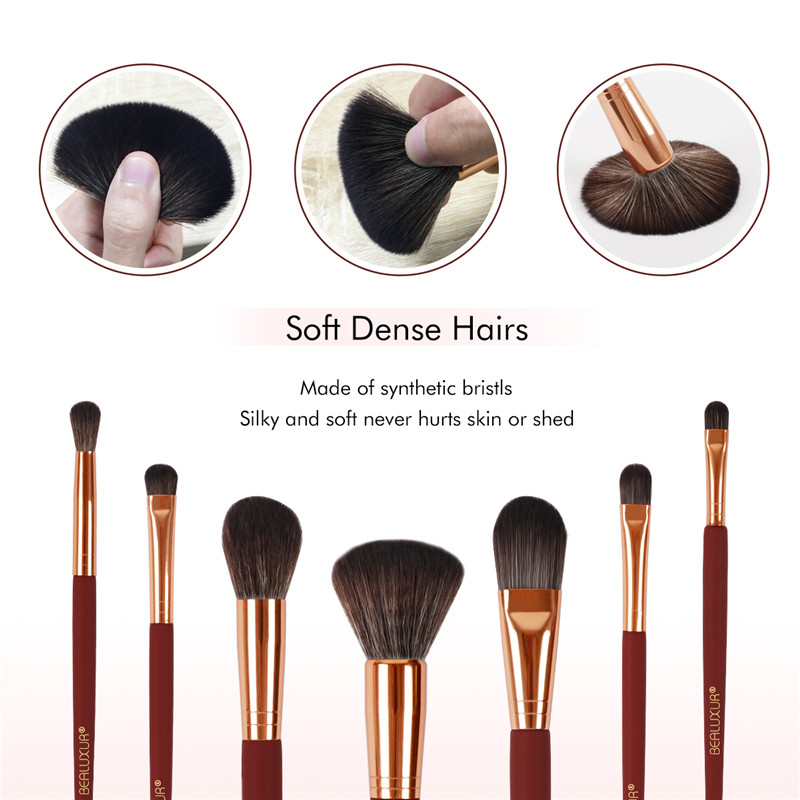 Set di pennelli per trucco, kit di pennelli per trucco in fibra sintetica premium Fondotinta in polvere Blending Eyeliner Viso Cosmetici Correttori Ombretti Spazzole Strumenti con borsa da viaggio in pelle PU (10 pezzi)