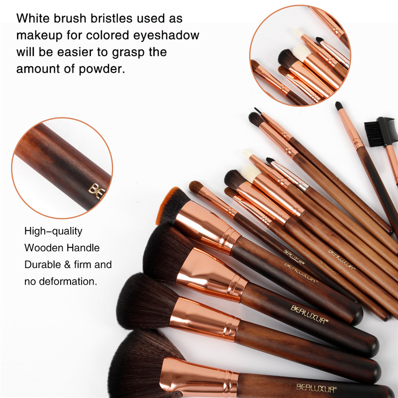 Set di Pennello makeup, 13pcs Makeup Brushes Premium Synthetic Bristol Polvere Foundation Blush Contour Concelators Lip Eyewshadow Brushes Kit… 005 Wooden handle)