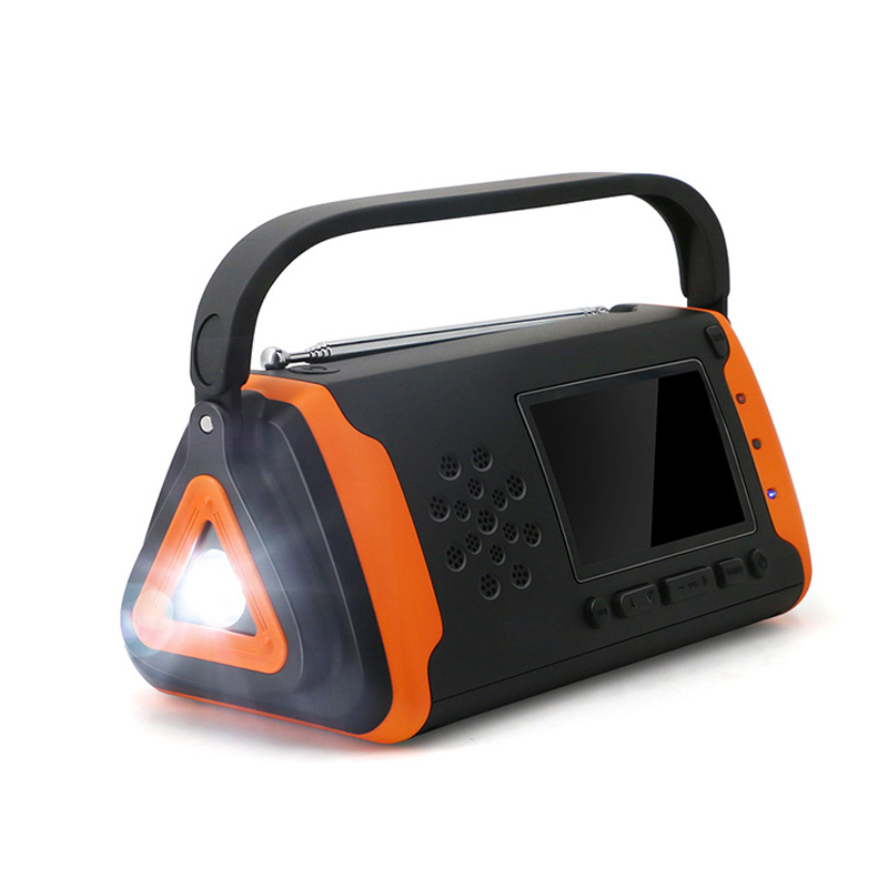 Radio meteorologica di emergenza digitale LCD, Manovella solare AM / FM Radio NOAA con torcia a LED, lettore musicale AUX-in, banca di alimentazione 4000mAh per caricabatterie cellulare e allarme SOS