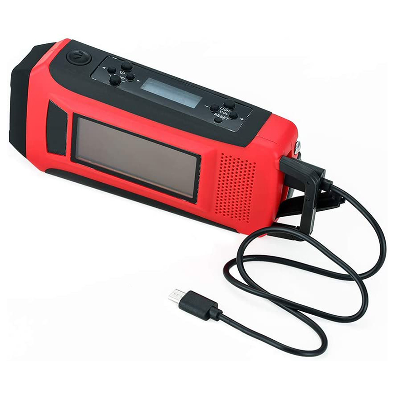 Manopola d'emergenza radio FM portatile FM / FM NOAA solare portatile con torcia a LED, 1150 mAh Power Bank per caricabatterie per telefono iOS / Android