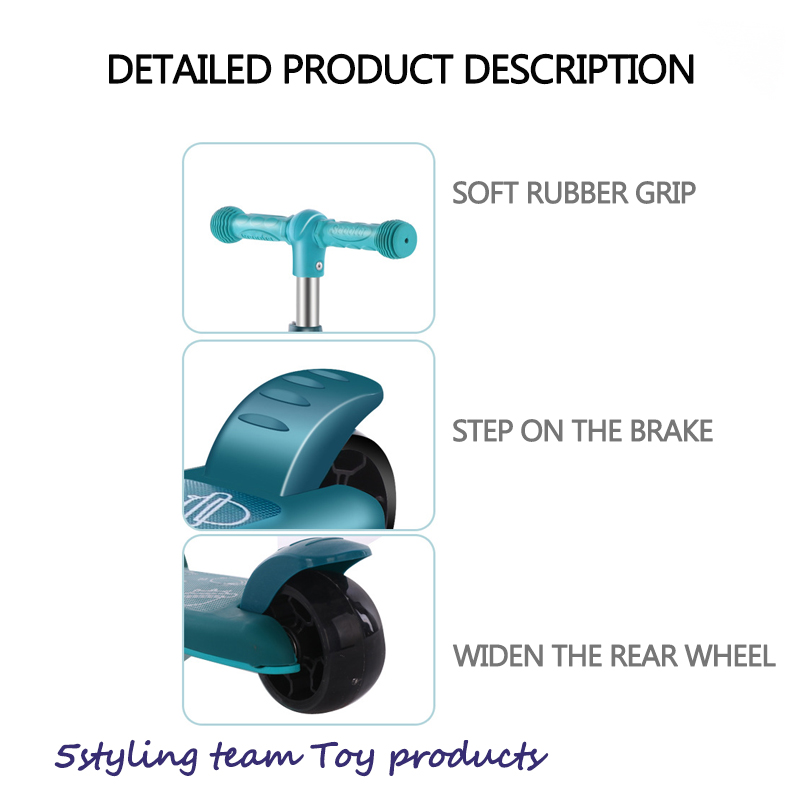 Vendite dirette del produttore di scooter a pedale in nylon flash a tre ruote staccabili per scooter per bambini