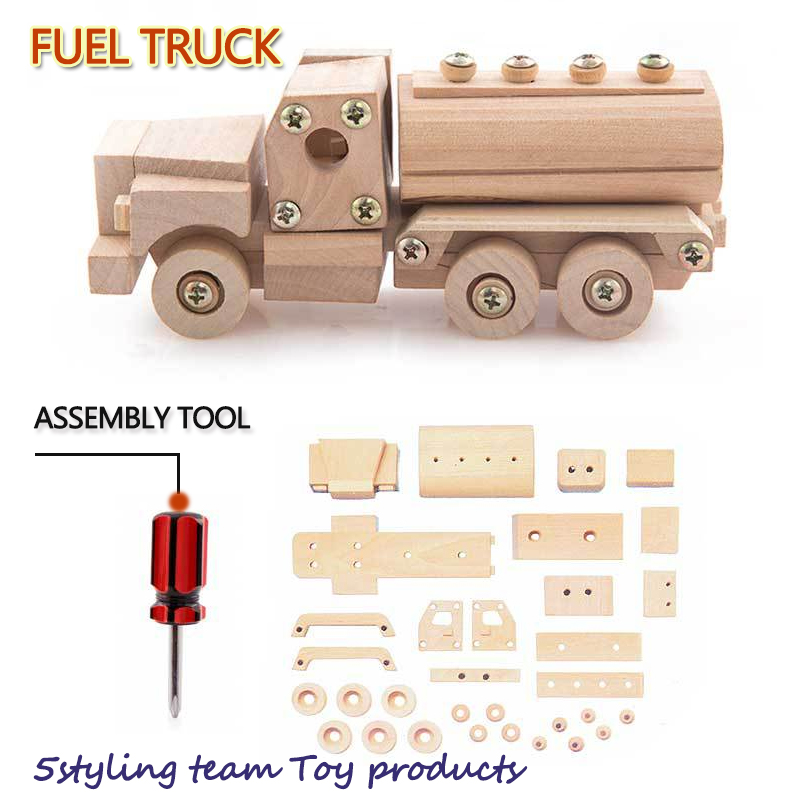 Autentico assemblaggio in legno e smontaggio modello di camion camion bambini figli da fare mani su giocattoli educativi all'ingrosso misto