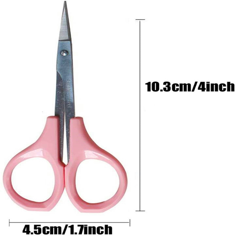 Ericotry Forbici per sopracciglia curve in acciaio inossidabile Craft Forbici per capelli facciali Trimmer per sopracciglia Punta a punta Pinzette Orecchio Narice Sopracciglio Barba Baffi Rifilatura per Uomo Donna Rosa ///// LAMA CURVA PER