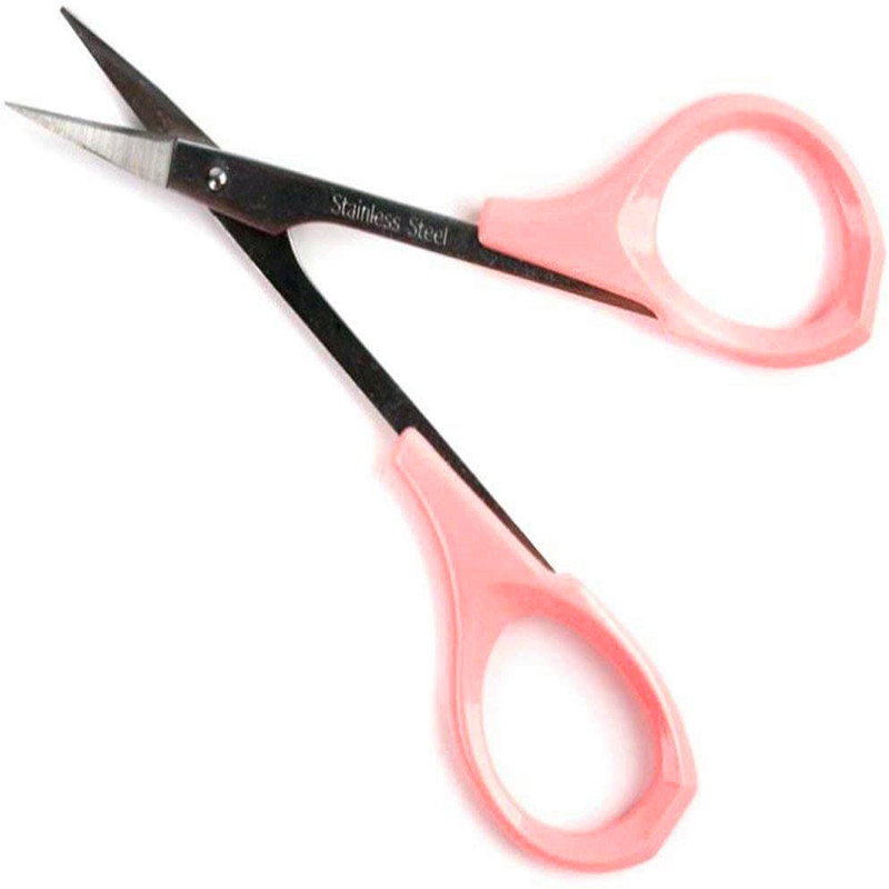 Ericotry Forbici per sopracciglia curve in acciaio inossidabile Craft Forbici per capelli facciali Trimmer per sopracciglia Punta a punta Pinzette Orecchio Narice Sopracciglio Barba Baffi Rifilatura per Uomo Donna Rosa ///// LAMA CURVA PER