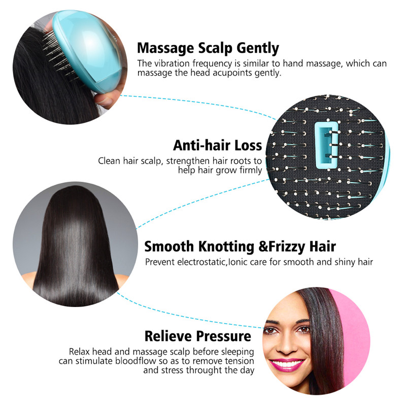 Spazzola per capelli ionica elettrica portatile Mini pettine per massaggio antistatico per capelli Spazzola di bellezza magica Pettine Strumento per lo styling dei capelli di viaggio a casa