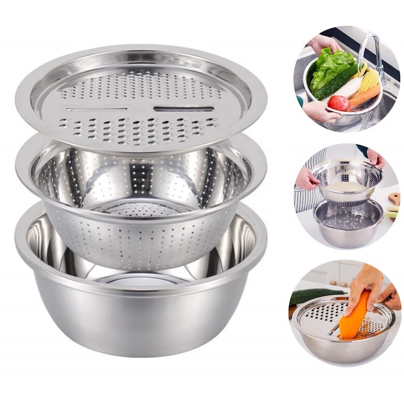 Colino set colino in acciaio inox set 4 Qt - Lavabo per uso alimentare: frutta, verdura, ecc