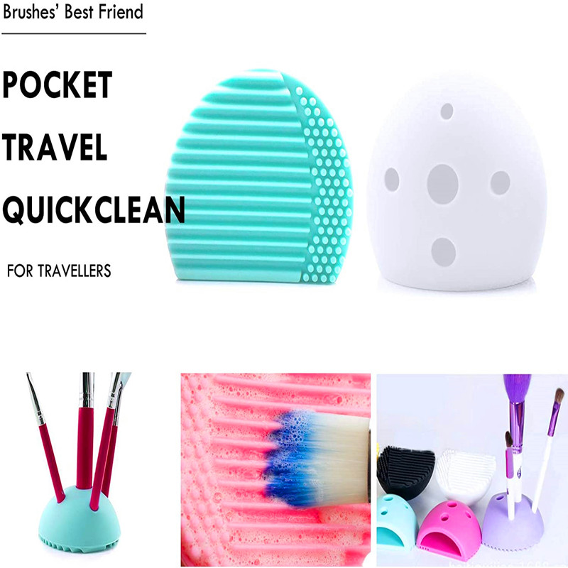 Spazzola per il trucco Tampone per la pulizia Tappetino per pulizia Spazzole per uova in silicone Guanto Lavaggio Scrubber Bordo Forma di stoffa Guanto per una facile pulizia del sapone per le mani Bellezza Kit di accessori per cosmetici cosmetici (Set 3 pezzi grandi)