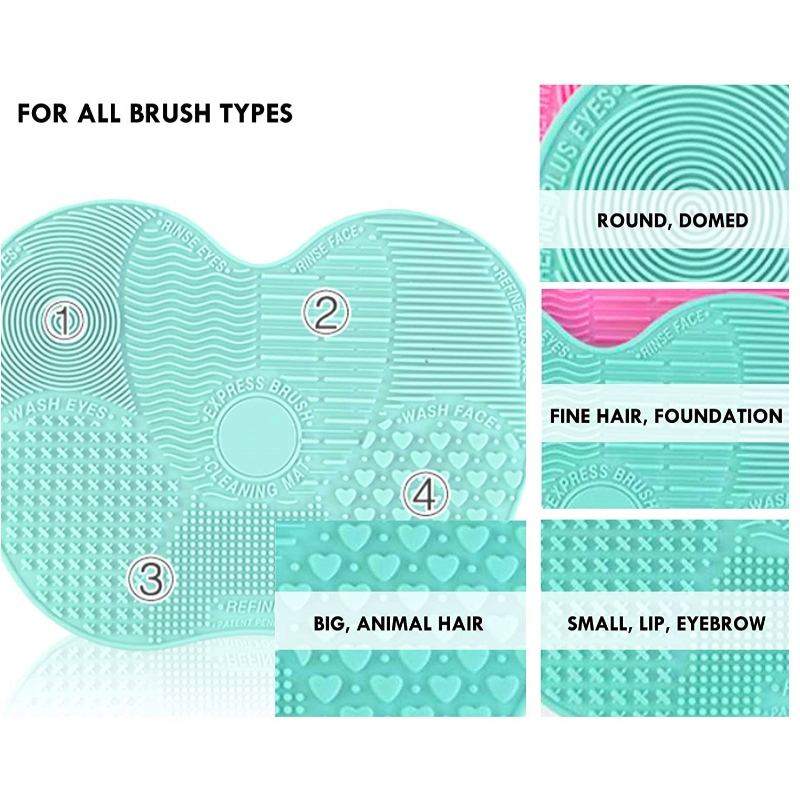 Spazzola per il trucco Tampone per la pulizia Tappetino per pulizia Spazzole per uova in silicone Guanto Lavaggio Scrubber Bordo Forma di stoffa Guanto per una facile pulizia del sapone per le mani Bellezza Kit di accessori per cosmetici cosmetici (Set 3 pezzi grandi)