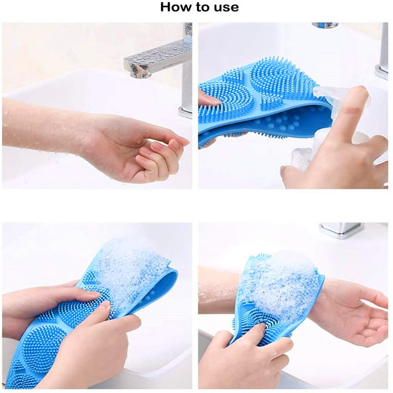 Spazzola per il corpo da bagno in silicone da 2 pacchi Scrubber esfoliante Rondella posteriore Scrub Cintura morbida per donna Uomo Massaggio pulito profondo