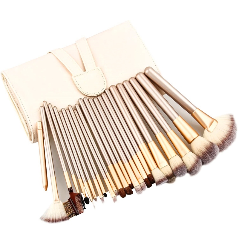 BEALUXUR Set di pennelli per trucco professionale Champagne 24 pezzi per uso professionale e domestico o kit regalo - bianco