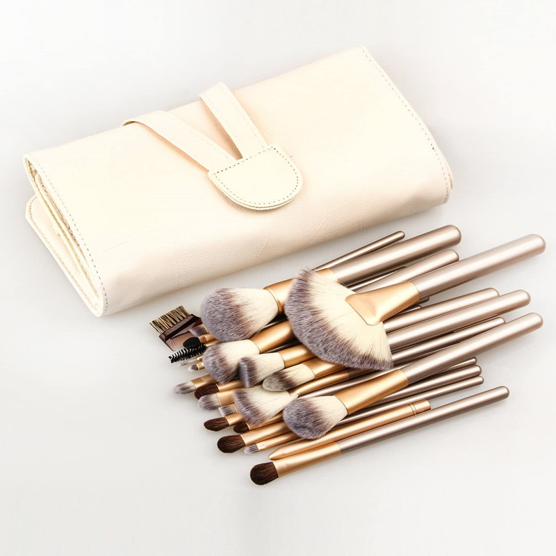 BEALUXUR Set di pennelli per trucco professionale Champagne 24 pezzi per uso professionale e domestico o kit regalo - bianco